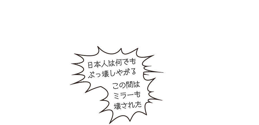 「この間はミラーも壊された」