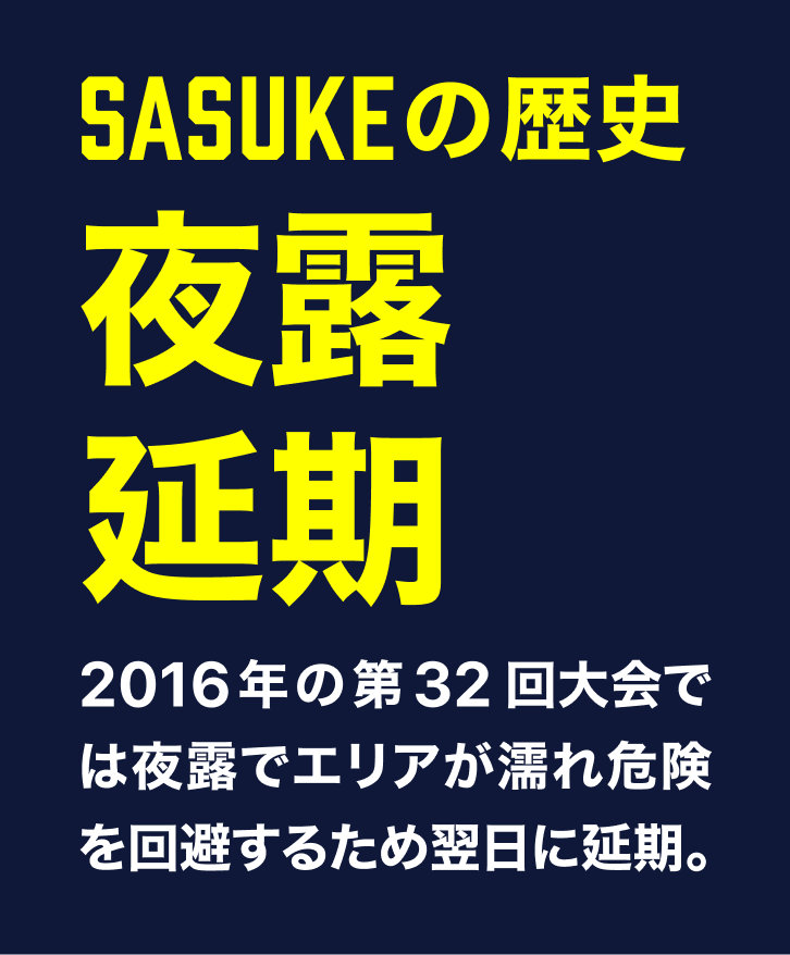 SASUKEの歴史 夜露延期